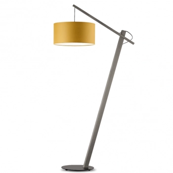 Torino lampa podłogowa E27 abażur musztardowy, stelaż popiel