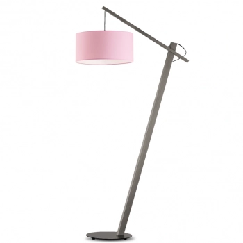 Torino lampa podłogowa E27 abażur różowy, stelaż popiel
