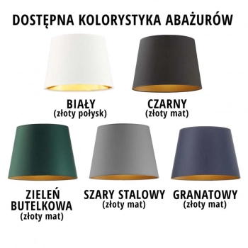 Aruba Gold lampa podłogowa E27 abażur  szaro-złoty, stelaż (biały, dąb, mahoń, popiel, heban)