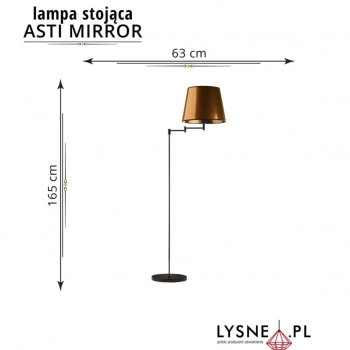 Asti Mirror lampa podłogowa E27 abażur złoty, stelaż czarny