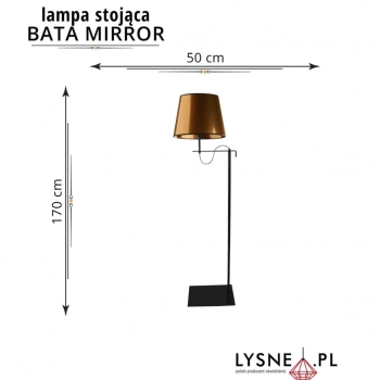 Bata Mirror lampa podłogowa E27 abażur złoty, stelaż czarny