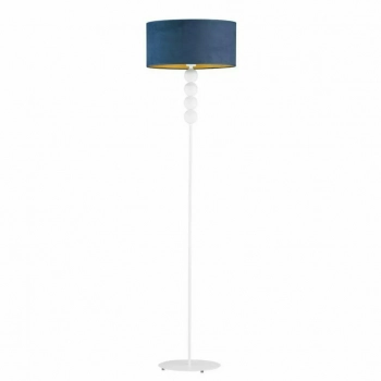 Bermudy Velur lampa podłogowa E27 abażur granatowo-złoty, stelaż (biały, czarny, srebrny)