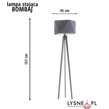 Bombaj lampa podłogowa E27 abażur niebieski, stelaż (biały, dąb, mahoń, popiel, heban)