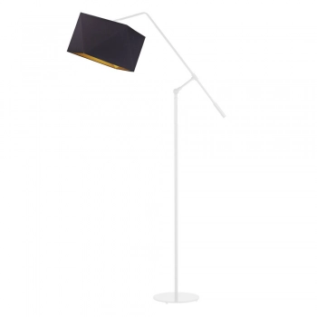 Lysne Colma Gold lampa podłogowa E27 abażur czarno - złoty, stelaż biały