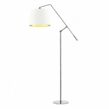 Foya Gold lampa podłogowa E27 abażur biało-złoty, stelaż (biały, czarny, srebrny)