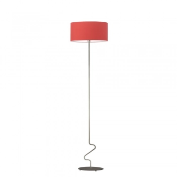 Jersey lampa podłogowa E27 stelaż stal szczotkowana abażur czerwony Lysne