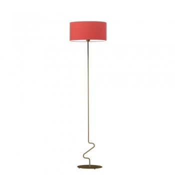 Jersey lampa podłogowa E27 stelaż stare złoto abażur czerwony Lysne