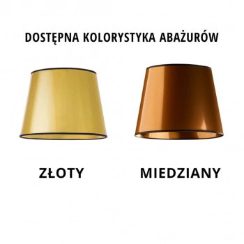 Kos Mirror lampa podłogowa drewniana E27 abażur miedziany, stelaż czarny