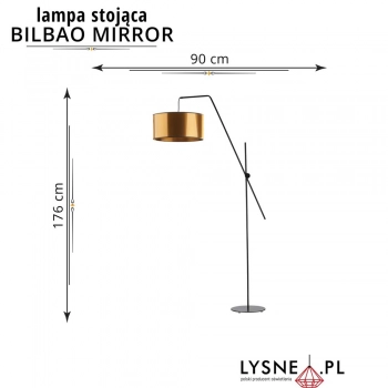 Bilbao Mirror lampa podłogowa E27 abażur złoty, stelaż czarny