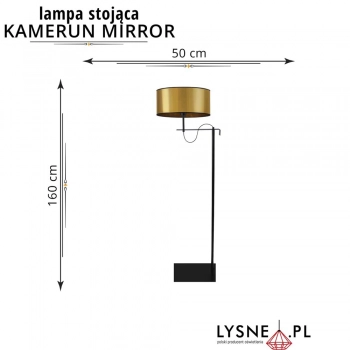 Kamerun Mirror lampa podłogowa E27 abażur miedziany, stelaż czarny