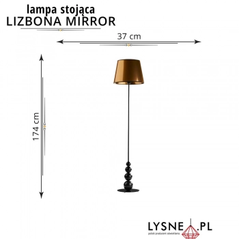 Lizbona Mirror lampa podłogowa E27 abażur złoty, stelaż czarny