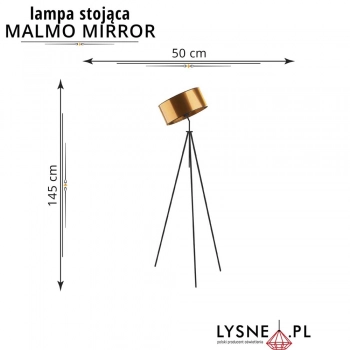 Malmo Mirror lampa podłogowa E27 abażur złoty, stelaż czarny