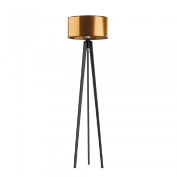 Miami Mirror lampa podłogowa E27 abażur złoty lub miedziany, stelaż czarny Lysne