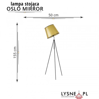 Oslo Mirror lampa podłogowa E27 abażur złoty, stelaż czarny
