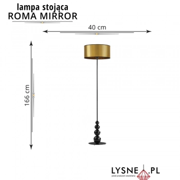 Roma Mirror lampa podłogowa E27 abażur miedziany, stelaż czarny