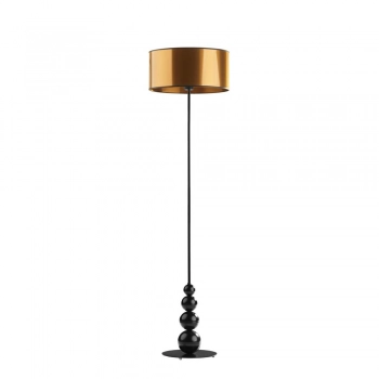 Roma Mirror lampa podłogowa E27 abażur złoty lub miedziany, stelaż czarny Lysne