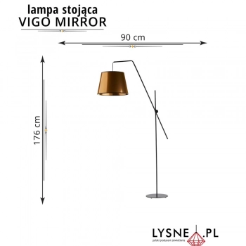 Vigo Mirror lampa podłogowa E27 abażur miedziany, stelaż czarny