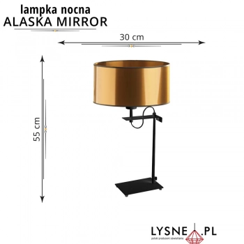 Alaska Mirror lampka stołowa E27 abażur złoty, stelaż czarny