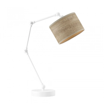 Lysne Asmara Eco regulowana lampka stołowa E27 abażur orzechowy, stelaż biały