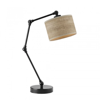 Lysne Asmara Eco regulowana lampka stołowa E27 abażur orzechowy, stelaż czarny