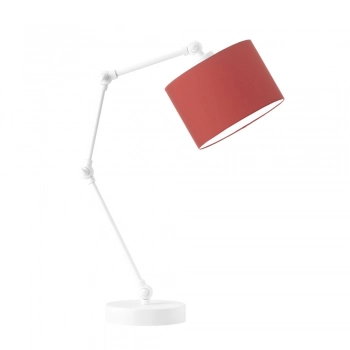 Lysne Asmara regulowana lampka stołowa E27 abażur czerwony, stelaż biały