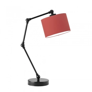 Lysne Asmara regulowana lampka stołowa E27 abażur czerwony, stelaż czarny