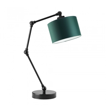 Lysne Asmara regulowana lampka stołowa E27 abażur zielony, stelaż czarny
