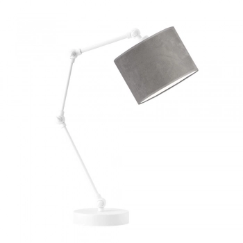 Lysne Asmara Velur regulowana lampka stołowa E27 abażur szary, stelaż biały