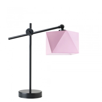 Lysne Belo regulowana lampka stołowa E27 abażur różowy, stelaż czarny