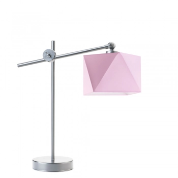 Lysne Belo regulowana lampka stołowa E27 abażur różowy, stelaż srebrny
