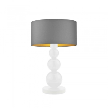 Lysne Honolulu lampka stołowa E27 abażur szaro-złoty, stelaż biały