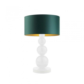 Lysne Honolulu lampka stołowa E27 abażur zielono-złoty, stelaż biały