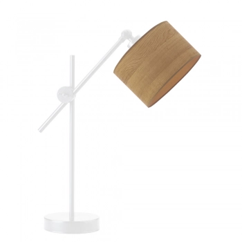 Lysne Mali Eco regulowana lampka stołowa E27 abażur dąb sonoma, stelaż biały