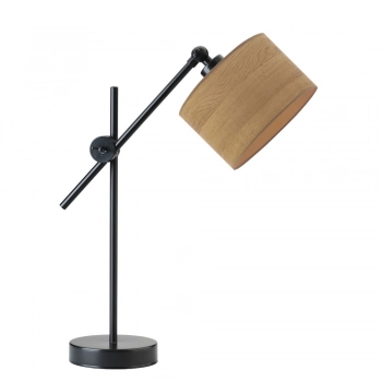 Lysne Mali Eco regulowana lampka stołowa E27 abażur dąb sonoma, stelaż czarny