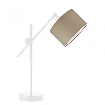 Lysne Mali regulowana lampka stołowa E27 abażur beżowy, stelaż biały