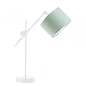 Lysne Mali regulowana lampka stołowa E27 abażur miętowy, stelaż biały