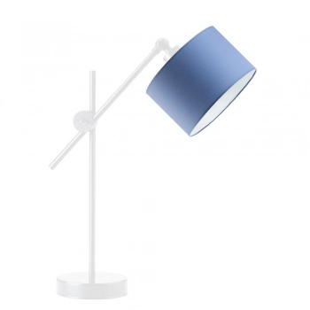 Lysne Mali regulowana lampka stołowa E27 abażur niebieski, stelaż biały