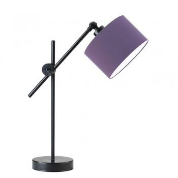 Lysne Mali regulowana lampka stołowa E27 abażur fioletowy, stelaż czarny