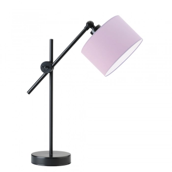 Lysne Mali regulowana lampka stołowa E27 abażur jasny fioletowy, stelaż czarny
