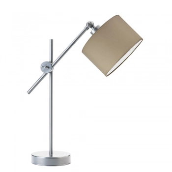Lysne Mali regulowana lampka stołowa E27 abażur beżowy, stelaż srebrny