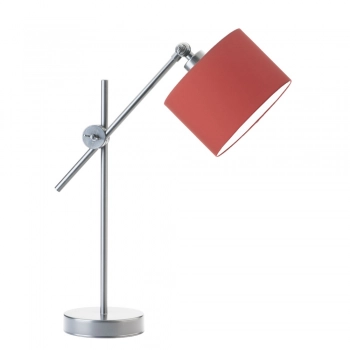 Lysne Mali regulowana lampka stołowa E27 abażur czerwony, stelaż srebrny