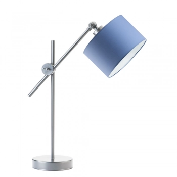 Lysne Mali regulowana lampka stołowa E27 abażur niebieski, stelaż srebrny