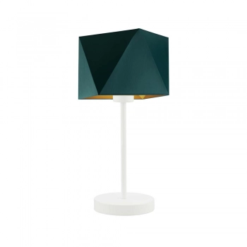 Lysne Wuhu lampka stołowa E27 abażur zielono - złoty, stelaż biały