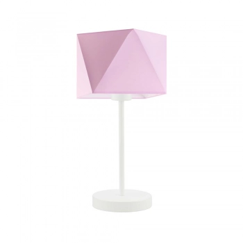 Lysne Wuhu lampka stołowa E27 abażur różowy, stelaż biały
