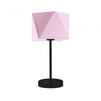 Lysne Wuhu lampka stołowa E27 abażur różowy, stelaż czarny