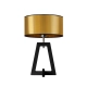 Clio Mirror lampka stołowa Lysne E27 abażur złoty lub miedziany, stelaż czarny drewniany