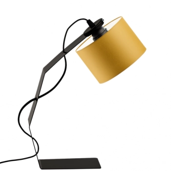 Lysne Haga lampka biurkowa E27 abażur musztardowy, stelaż czarny