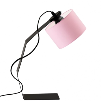 Lysne Haga lampka biurkowa E27 abażur różowy, stelaż czarny