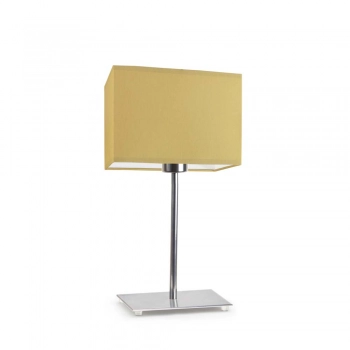 Amalfi lampka stołowa 1xE27 abażur musztardowy, stelaż (biały, czarny, srebrny, chrom, stal szczotkowana, stare złoto)