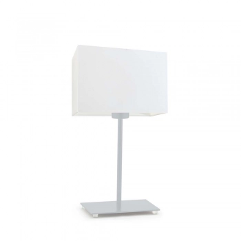 Amalfi lampka stołowa 1xE27 abażur biały, stelaż (biały, czarny, srebrny, chrom, stal szczotkowana, stare złoto)